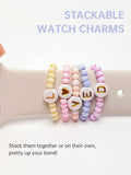 [LOVED] Stretchy Beaded Watch Band Charms Compitable with Apple Watch 38/40/41/42/44/45/49mm, Cute Beads Decorative Rings Loops Watch Assceeories for iWatch Series 8/7/6/5/4/3/2/1 (Band Not Included)