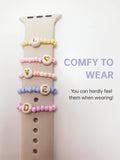 [LOVED] Stretchy Beaded Watch Band Charms Compitable with Apple Watch 38/40/41/42/44/45/49mm, Cute Beads Decorative Rings Loops Watch Assceeories for iWatch Series 8/7/6/5/4/3/2/1 (Band Not Included)